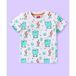 Babyhug 100% Cotton Knit Half Sleeves T-Shirt with Frog Graphics Pack of 3- Multicolour
