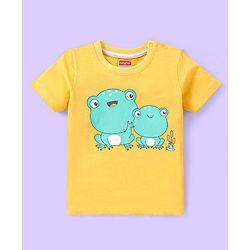 Babyhug 100% Cotton Knit Half Sleeves T-Shirt with Frog Graphics Pack of 3- Multicolour