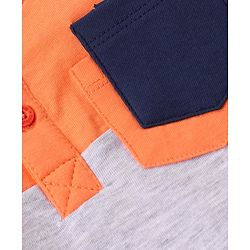 Babyhug Cotton Knit Half Sleeves Henley Neck T-Shirt & Shorts Set With Color Block Print - Multicolor
