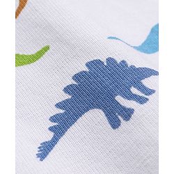 Babyhug Cotton Knit Full Length Lounge Pant  Dino Print -  White