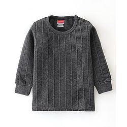 Babyhug Full Sleeves Thermal Wear Pullover Vest & Pant Set - Dark Grey