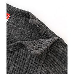 Babyhug Full Sleeves Thermal Wear Pullover Vest & Pant Set - Dark Grey
