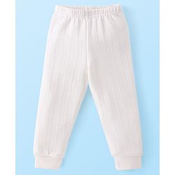 Babyhug Full Sleeves Solid Thermal Vests & Pant Set of 3 - Off White
