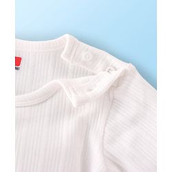 Babyhug Full Sleeves Solid Thermal Vests & Pant Set of 3 - Off White