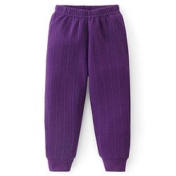 Babyhug Full Sleeves Solid Thermal Vests & Pant Set - Purple