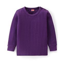 Babyhug Full Sleeves Solid Thermal Vests & Pant Set - Purple