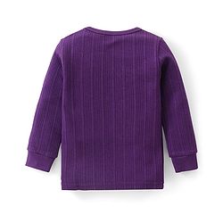 Babyhug Full Sleeves Solid Thermal Vests & Pant Set - Purple