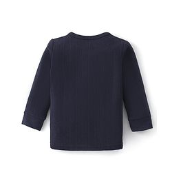 Babyhug Full Sleeves Solid Thermal Vests & Pant Set of 3 - Navy Blue