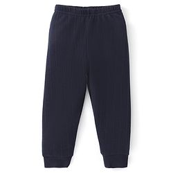 Babyhug Full Sleeves Solid Thermal Vests & Pant Set of 3 - Navy Blue