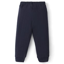 Babyhug Full Sleeves Solid Thermal Vests & Pant Set of 3 - Navy Blue