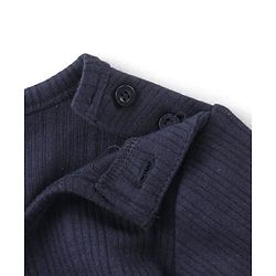 Babyhug Full Sleeves Solid Thermal Vests & Pant Set of 3 - Navy Blue