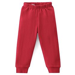 Babyhug Full Sleeves Solid Color Thermal Wear Pullover Vest & Pant Set - Red