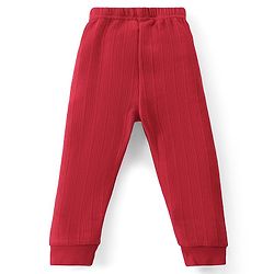 Babyhug Full Sleeves Solid Color Thermal Wear Pullover Vest & Pant Set - Red