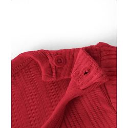 Babyhug Full Sleeves Solid Color Thermal Wear Pullover Vest & Pant Set - Red