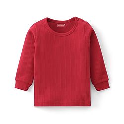 Babyhug Full Sleeves Solid Color Thermal Wear Pullover Vest & Pant Set - Red