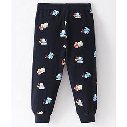Babyhug Cotton Knit Full Length  Lounge  Pant with JCB Print - Navy Blue