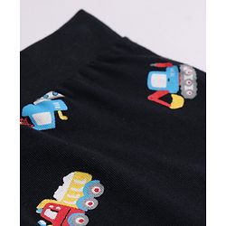 Babyhug Cotton Knit Full Length  Lounge  Pant with JCB Print - Navy Blue