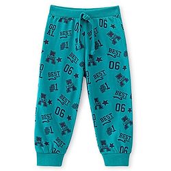 Babyhug Cotton Knit Full Length Lounge Pant with Text Print - Green