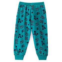 Babyhug Cotton Knit Full Length Lounge Pant with Text Print - Green