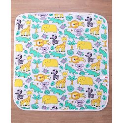 Babyhug Terry Knit Hooded Bath Towel With Animal Print L 76 x B 76 cm - White