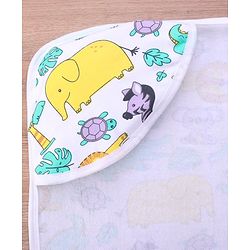 Babyhug Terry Knit Hooded Bath Towel With Animal Print L 76 x B 76 cm - White