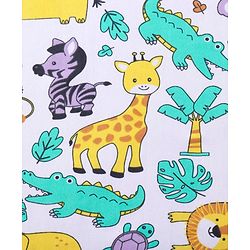 Babyhug Terry Knit Hooded Bath Towel With Animal Print L 76 x B 76 cm - White