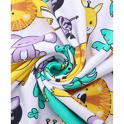 Babyhug Terry Knit Hooded Bath Towel With Animal Print L 76 x B 76 cm - White