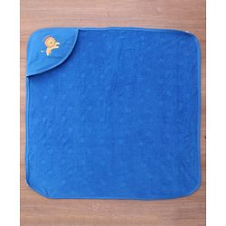 Babyhug Terry Knit Hooded Bath Towel With Star Print L 76 x B 76 cm - Blue