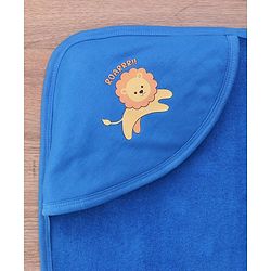Babyhug Terry Knit Hooded Bath Towel With Star Print L 76 x B 76 cm - Blue