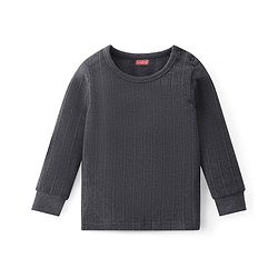 Babyhug Cotton Full Sleeves Pull Over Solid Thermal Vest - Dark Grey