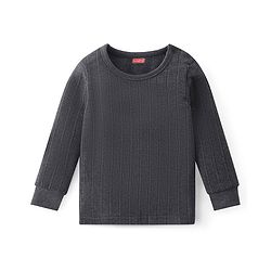 Babyhug Cotton Full Sleeves Pull Over Solid Thermal Vest - Dark Grey