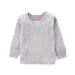 Babyhug Pull Over Full Sleeves Solid Color Thermal Vest - Light Grey