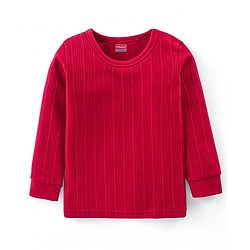 Babyhug  Pull Over Full Sleeve  Thermal Vest with Striped Design - Red