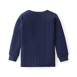 Babyhug Cotton Full Sleeves Pull Over Solid Thermal Vest - Dark Navy