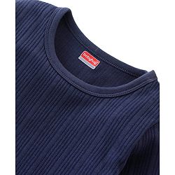 Babyhug Cotton Full Sleeves Pull Over Solid Thermal Vest - Dark Navy