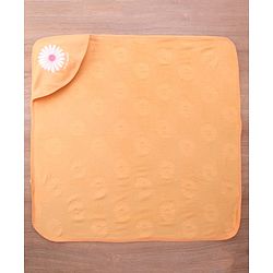 Babyhug Double Ply Terry Floral Print Hooded Towel L 76 x B 76 cm - Peach