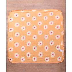 Babyhug Double Ply Terry Floral Print Hooded Towel L 76 x B 76 cm - Peach