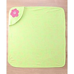Babyhug Terry Knit Hooded Bath Towel With Floral Print L 76 x B 76 cm - Green
