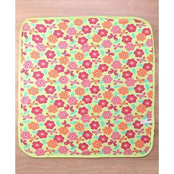 Babyhug Terry Knit Hooded Bath Towel With Floral Print L 76 x B 76 cm - Green