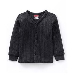 Babyhug Full Sleeves Solid Thermal Vest & Pant - Dark Grey