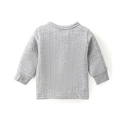 Babyhug Full Sleeves Front Open Thermal Inner Wear Set Solid Colour - Light Grey
