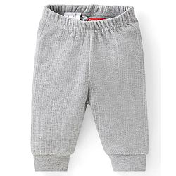 Babyhug Full Sleeves Front Open Thermal Inner Wear Set Solid Colour - Light Grey