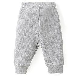 Babyhug Full Sleeves Front Open Thermal Inner Wear Set Solid Colour - Light Grey