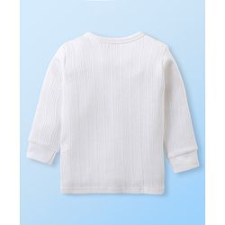Babyhug Cotton Full Sleeves Thermal Vest and Pant Set Solid - Off White