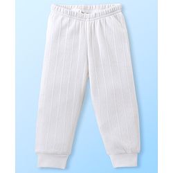 Babyhug Cotton Full Sleeves Thermal Vest and Pant Set Solid - Off White