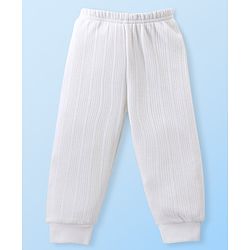 Babyhug Cotton Full Sleeves Thermal Vest and Pant Set Solid - Off White