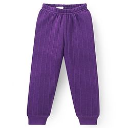 Babyhug Full Sleeves Front Open  Thermal Vest & Pant Set Solid Colour - Purple