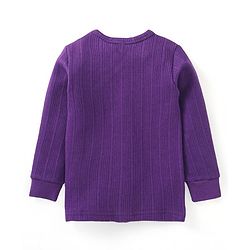 Babyhug Full Sleeves Front Open  Thermal Vest & Pant Set Solid Colour - Purple