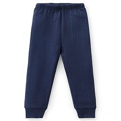 Babyhug Full Sleeves Solid Thermal Vest & Pant - Navy Blue