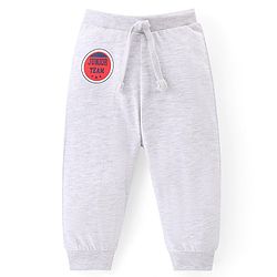 Babyhug Cotton Knit Full Length Lounge Pants With Stripes & Sports Print Pack of 3 - Navy Blue Red & White